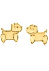 outstanding teensy solid puppy gold earrings for babies and kids